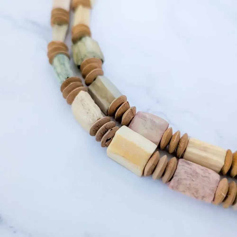 Vintage Necklace Unusual Carved? Beads